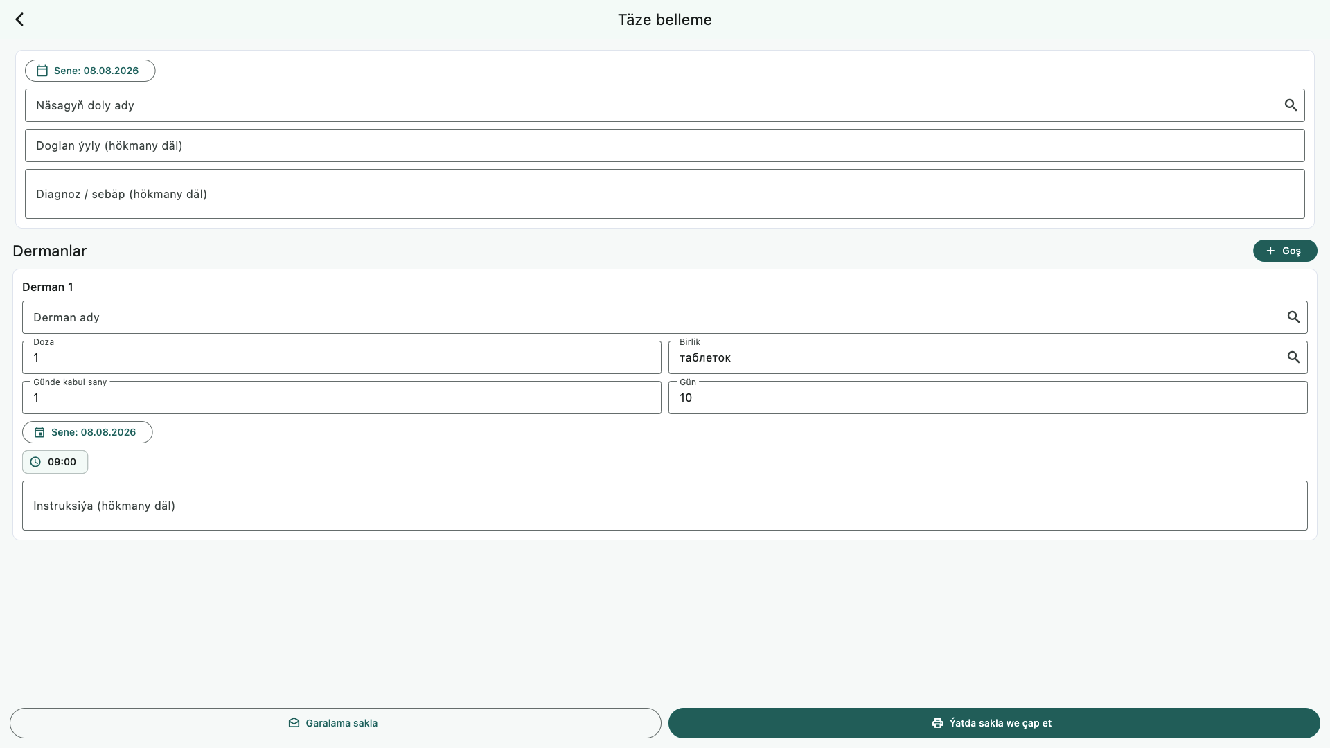 Dermanym Doctor prescription form